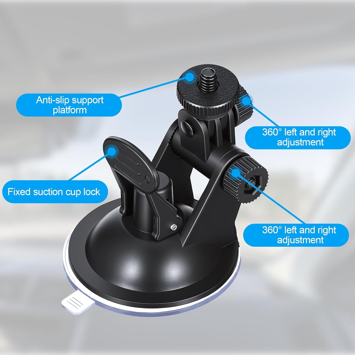 Zelphvt 2 Pack 1/4 Suction Cup Mount Car Camera Mount Dash Cam Suction Cup Mounts with Screw Dash Cam Holder Windshield