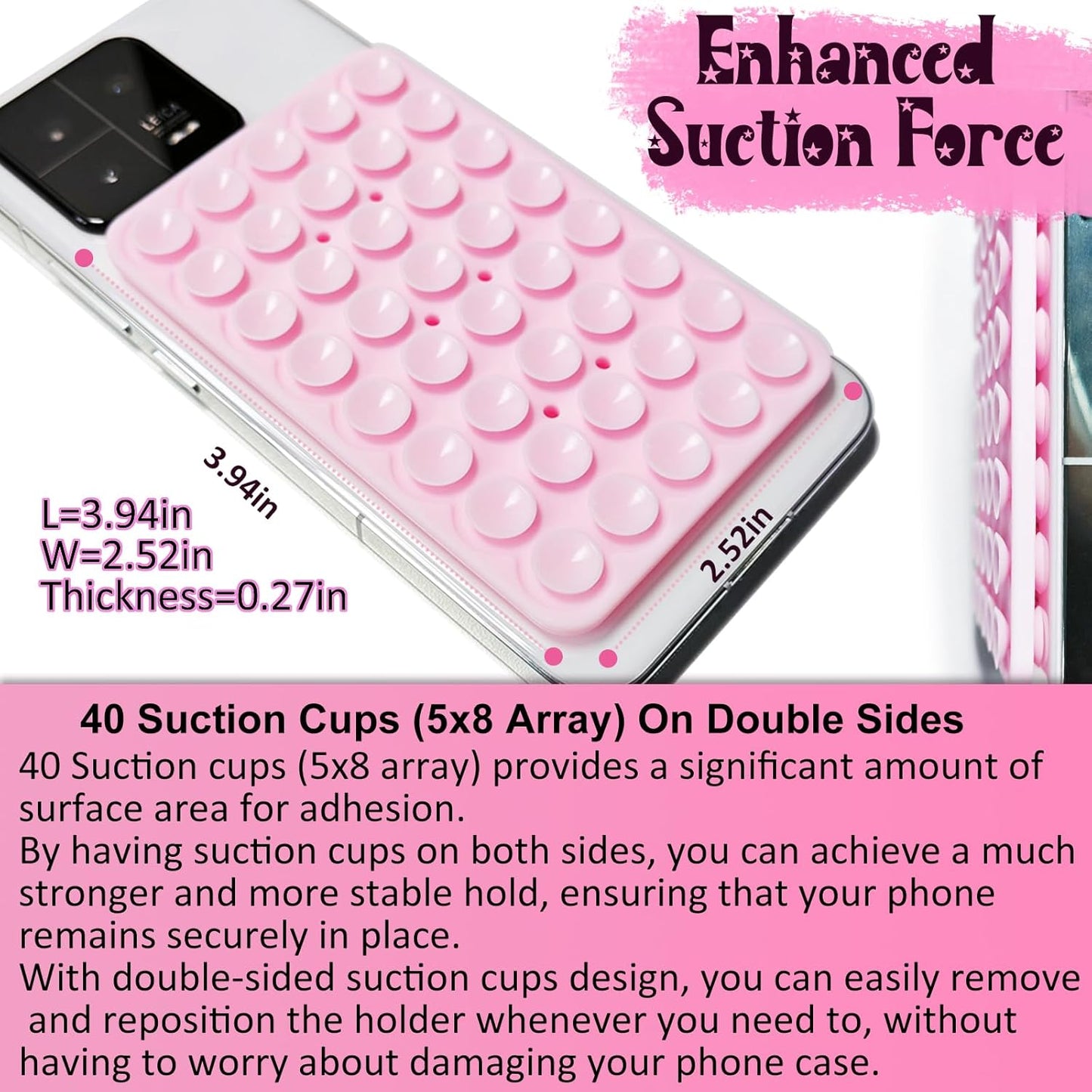 AZXYI 2 Pack Anteel Silicone Suction Cup Phone Case Mount Double Sided, Non Slip Phone Accessories for CellPhone