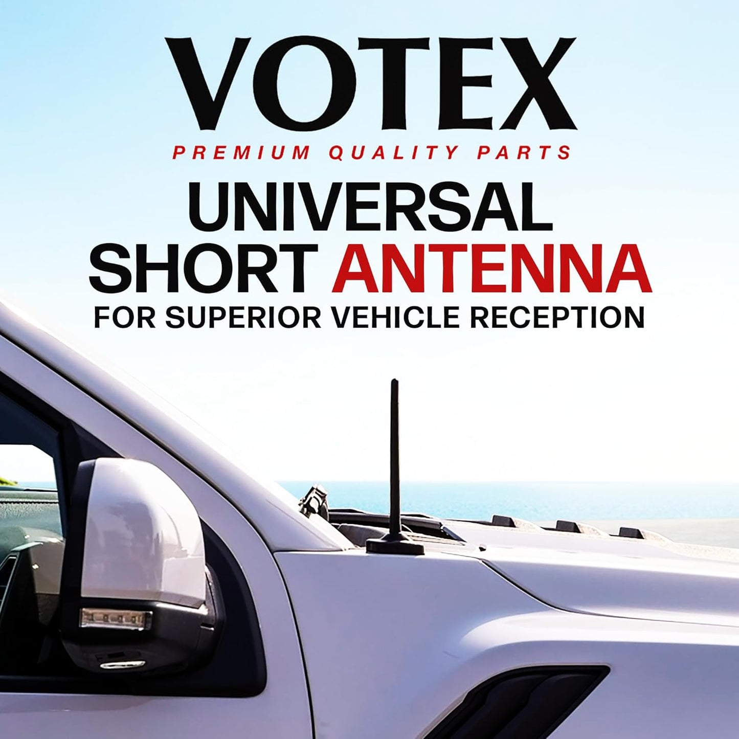 Votex 6 3/4 Inch Setup, Black Short Rubber Universal Antenna Kit - Car Wash Proof, Easy Enhanced Reception with Copper