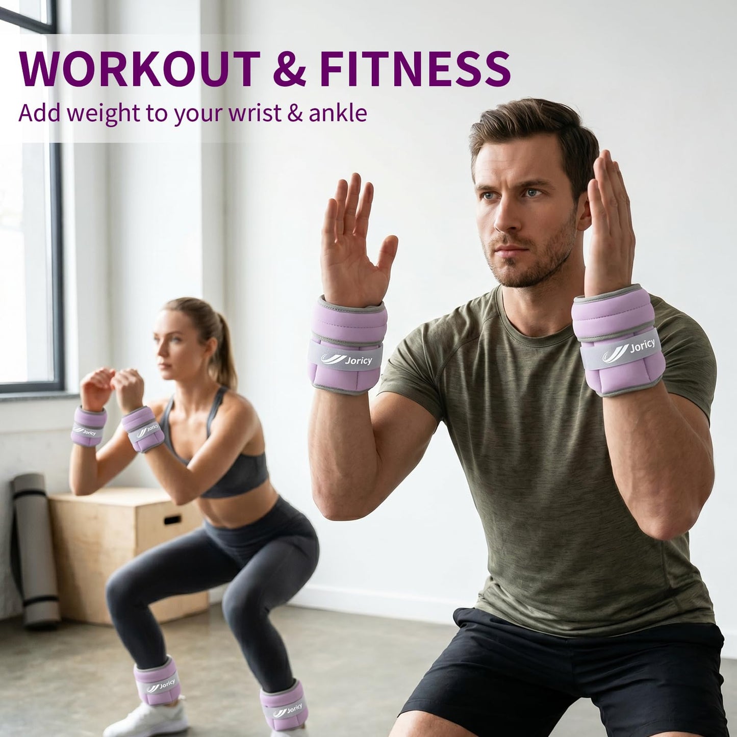 Adjustable Ankle Weights for Women Men 1-6 LBS 1 Pair Wrist Leg Arm Weights with Removable Weight, Strength Training Weight for Jogging, Walking, Running, Fitness, Gym Workout, Purple