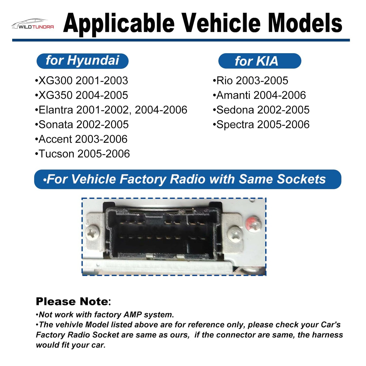 16Pin 2001-2006, 2002-2006 8Pin+8Pin Aftermarket Wiring Harness for Hyundai Kia - Android Car Stereo Adapter
