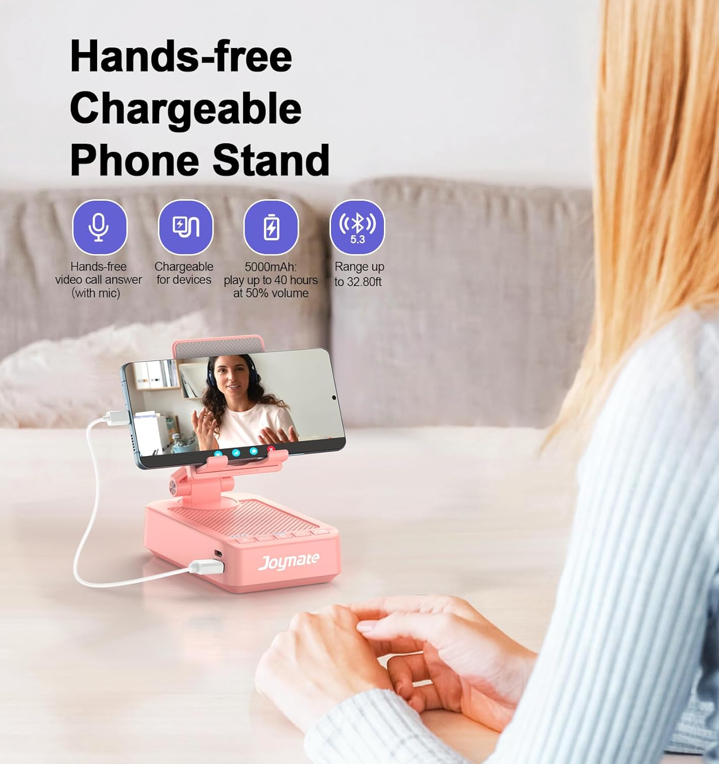 Joymate 360 Gifts for Men Women, Phone Stand with Bluetooth Speaker and Charging Function Rotable Angle Adjustable Cell