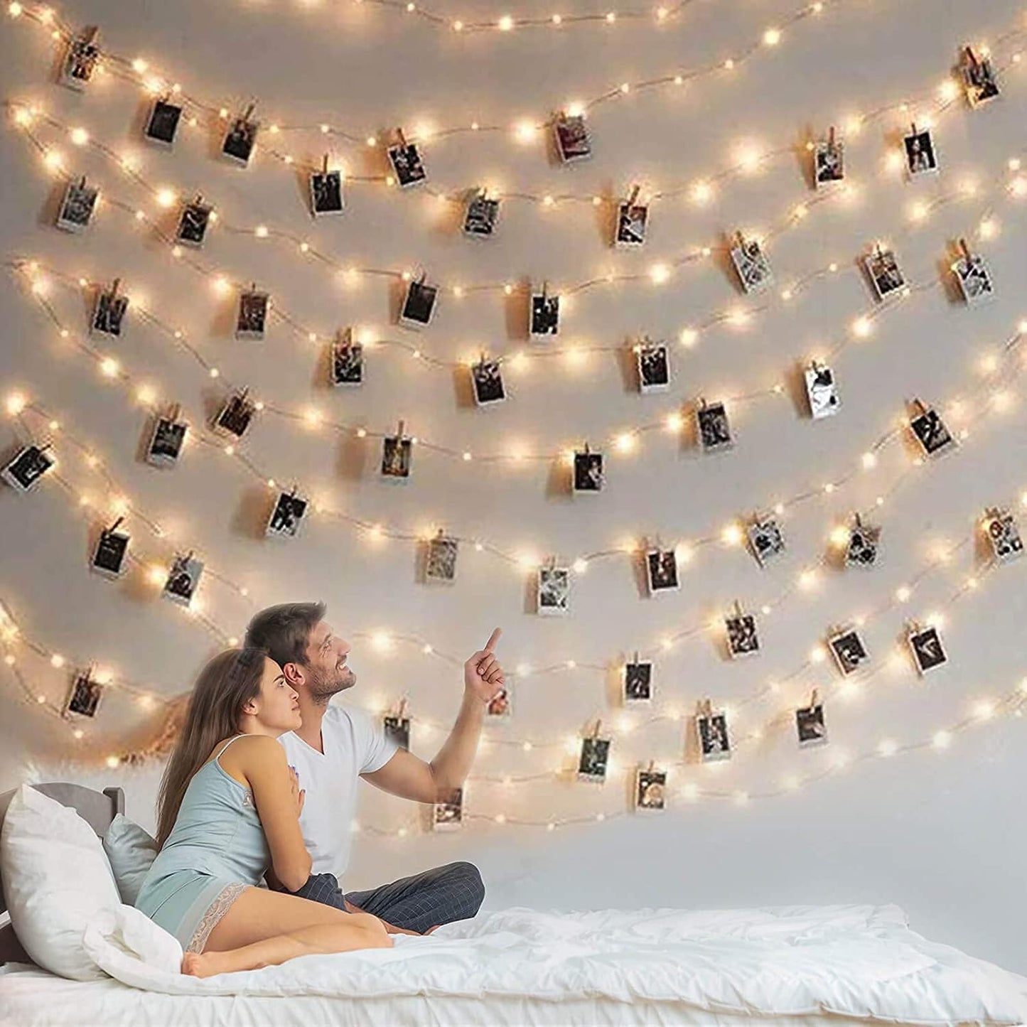 Skiennix Photo Clip String Light - 33Ft 100LED Fairy Lights with Timer & 50 Clear Clips for Décor