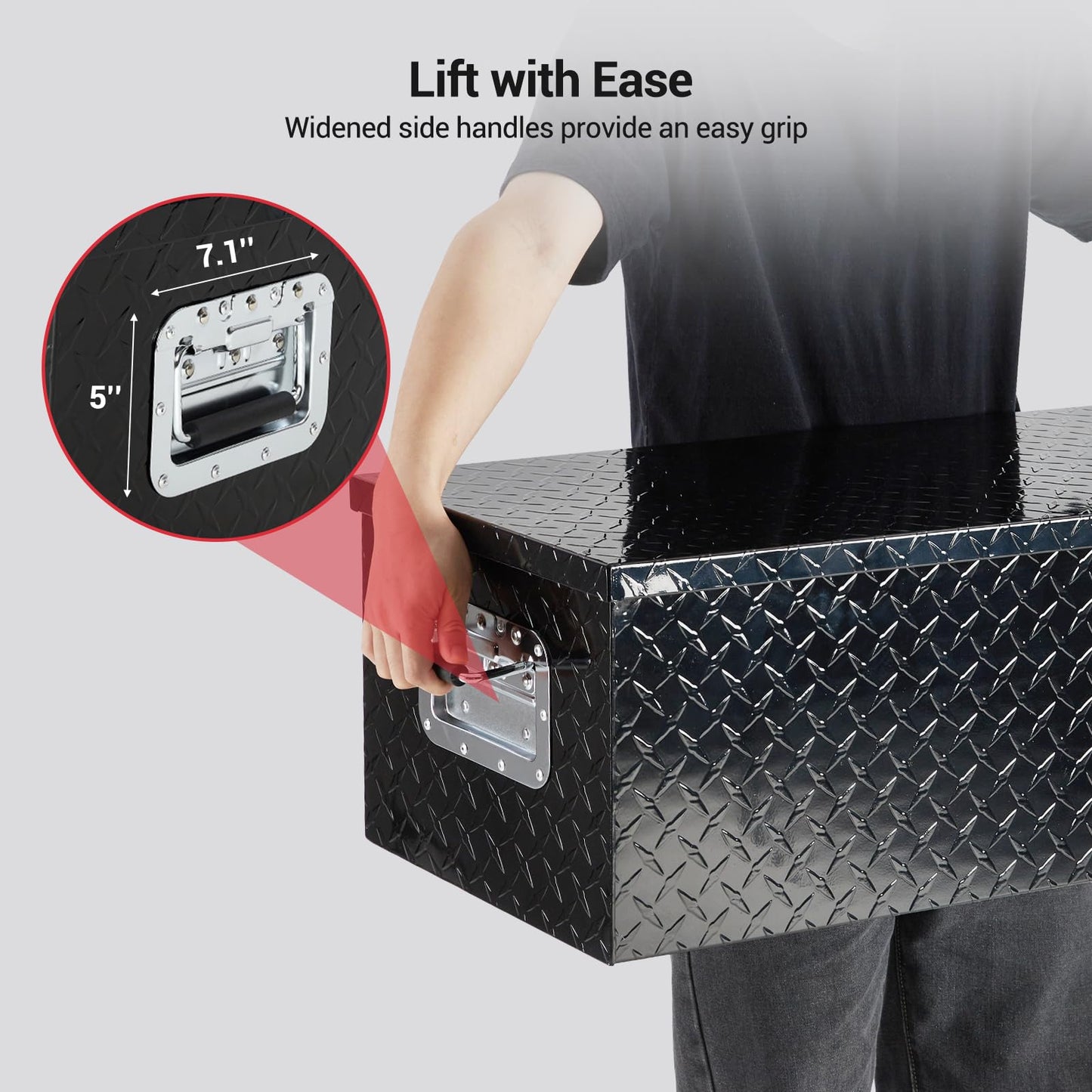 GarveeTech 39 in Aluminum Truck Tool Box, Truck Bed Storage Box with Security Lock and Wider Handles, Heavy Duty Waterproof Tool Box Organizer Chest for Pick Up Truck Rv Trailer - Black