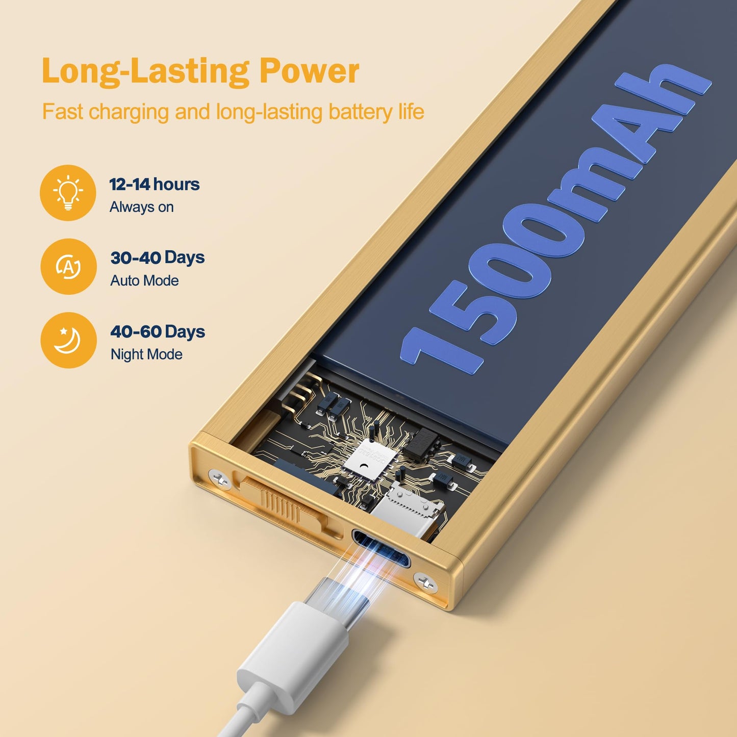 V4light Rechargeable Motion Sensor Under Cabinet Light, Magnetic LED Bar with 1500mAh, Gold Aluminum Accent Lighting, Dimmable 3 Color Temperatures for Kitchen Cabinets, Shelves & Closets (9 in)