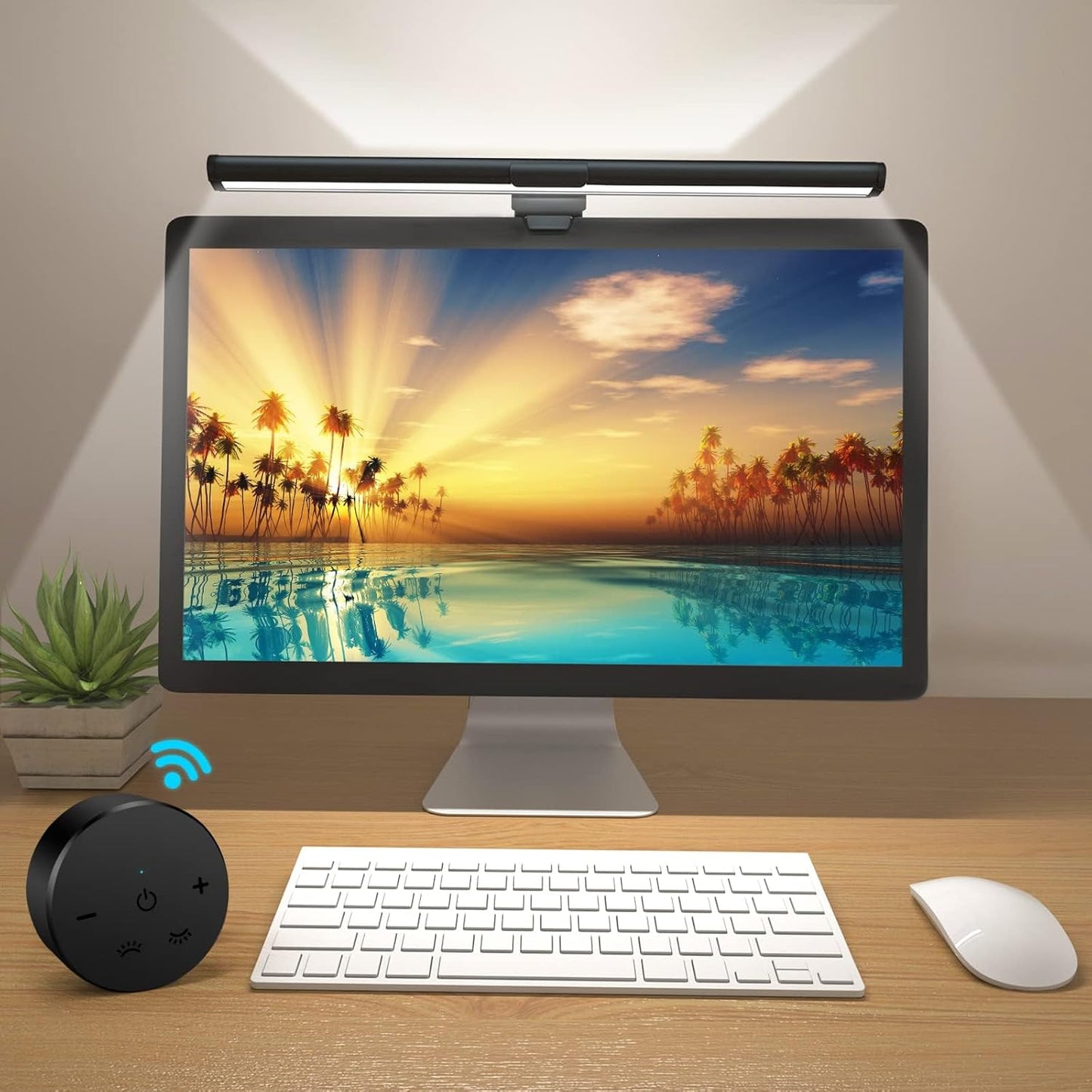 Ra95 Dimmable 16.14" 1-Pack OOWOLF Monitor Light Bar with Remote, Computer Monitor Lamp for Eye Caring, USB Reading
