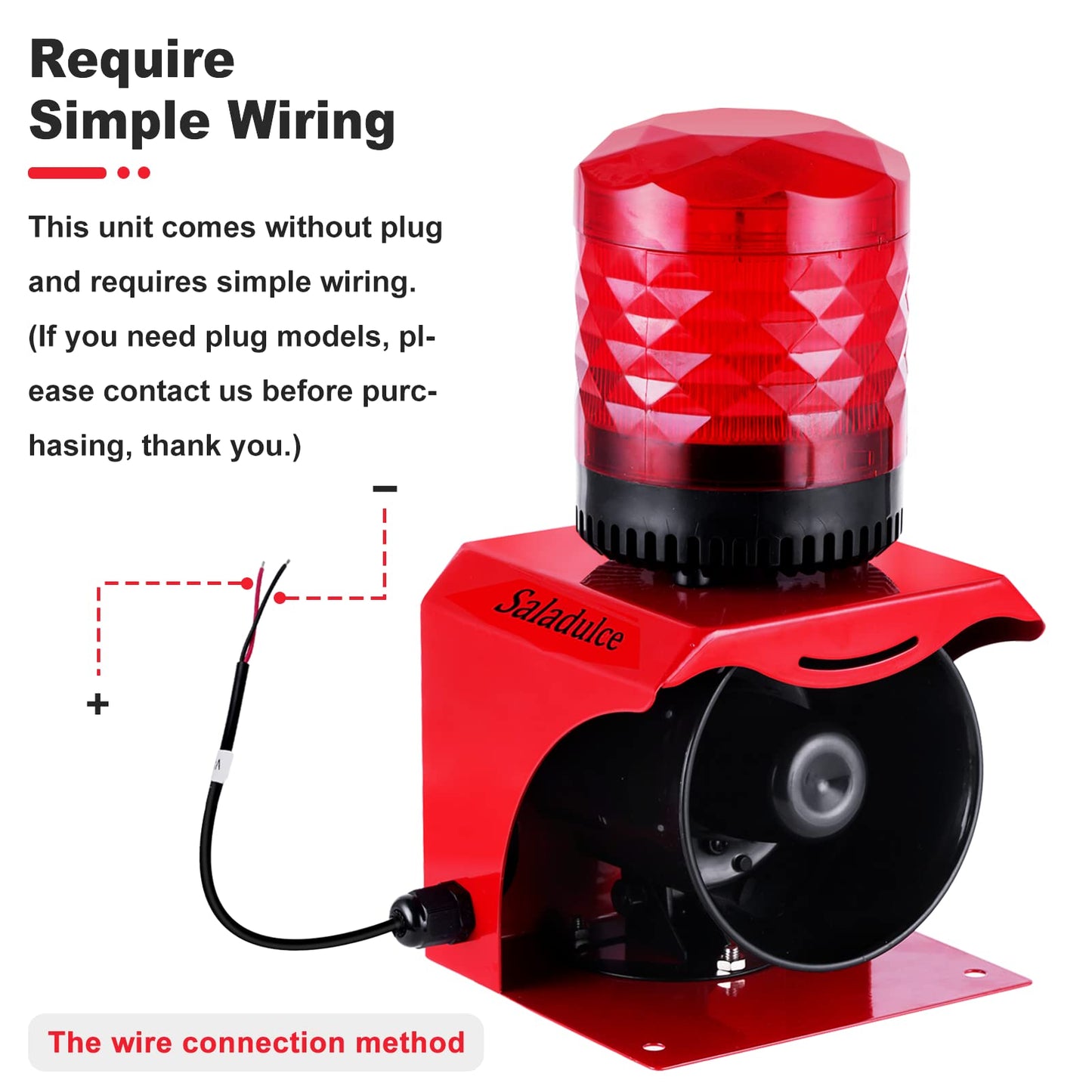 120dB Industrial Siren Alarm, IP65 Outdoor Sound and Light Alarm,, Adjustable Volume & Tone for Home, Office, Factory, Warehouse (Industrial, 12, V)