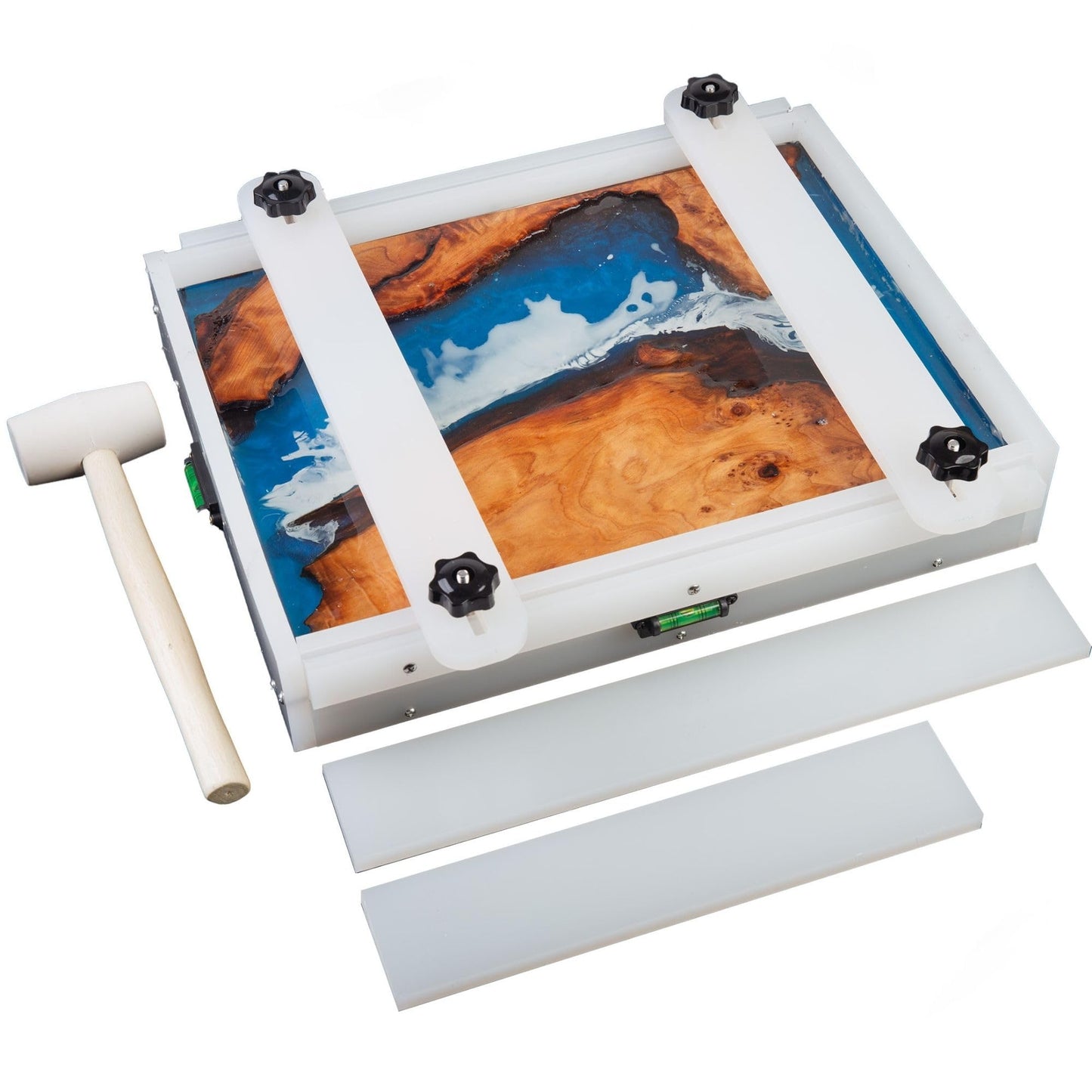Kalinta Epoxy Mold with Divider, Kalinta 24x 18x 2.6inch Reusable Large Rectangle Epoxy Resin Form Integrated Clamping System for Table,Cutting Board