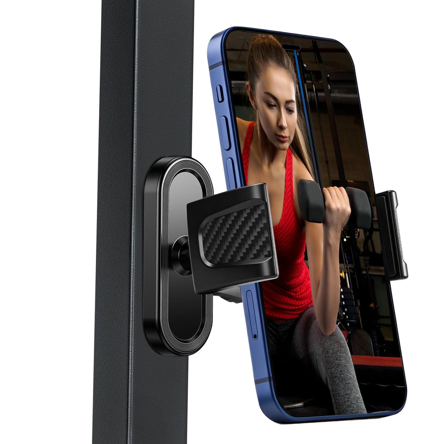 HOYXUN Magnetic Phone Holder for Gym, 360° Adjustable Strong Magnet Base Mount, Universal Magnetic Phone Mount for Workout Recording on All Smartphones