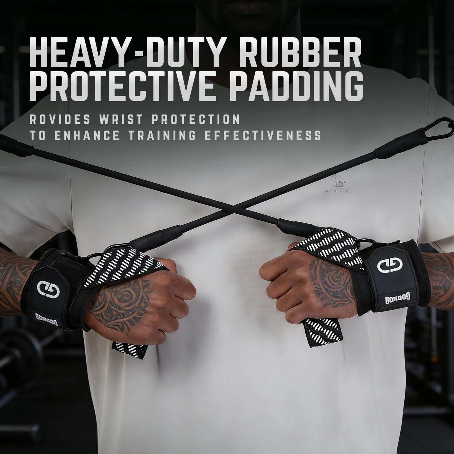 GOUNOD Lifting Wrist Straps with D Ring for Weightlifting & Gym – Heavy Duty Padded Wrist Support for Men & Women – Non-Slip Hand Grip Straps for Deadlifts, Pull Ups, Cable Machines & Bodybuilding