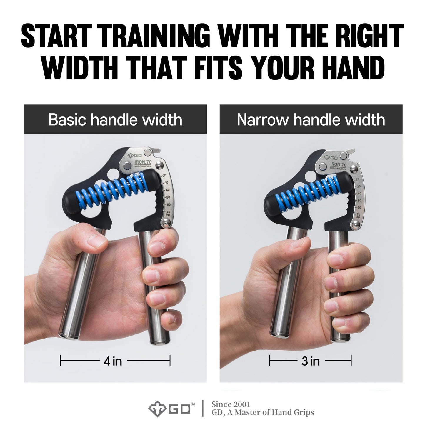 GD IRON GRIP 70(P) Adjustable Hand Grip Strengthener, 44~154lbs Grip Strength Trainer Premium Forearm Strengthener Hand Gripper for Grip Strength