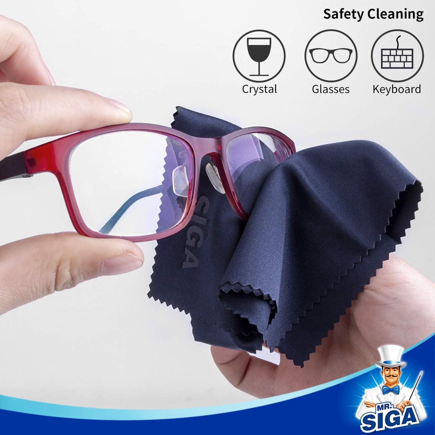 12 Pack, 6 7 inches (15 18 cm), MR.SIGA Premium Microfiber Cleaning Cloths for Lens, Eyeglasses, Screens, Tablets