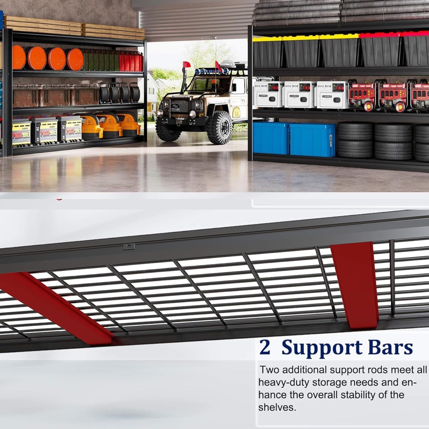 PMKES 78" W Storage Shelves Heavy Duty Garage Shelving 5 Tier Metal Shelving Unit, Adjustable Shelves, 4000LBS Steel Industrial Shelving for Basement Warehouse Commercial, 78" W*24" D*78”H