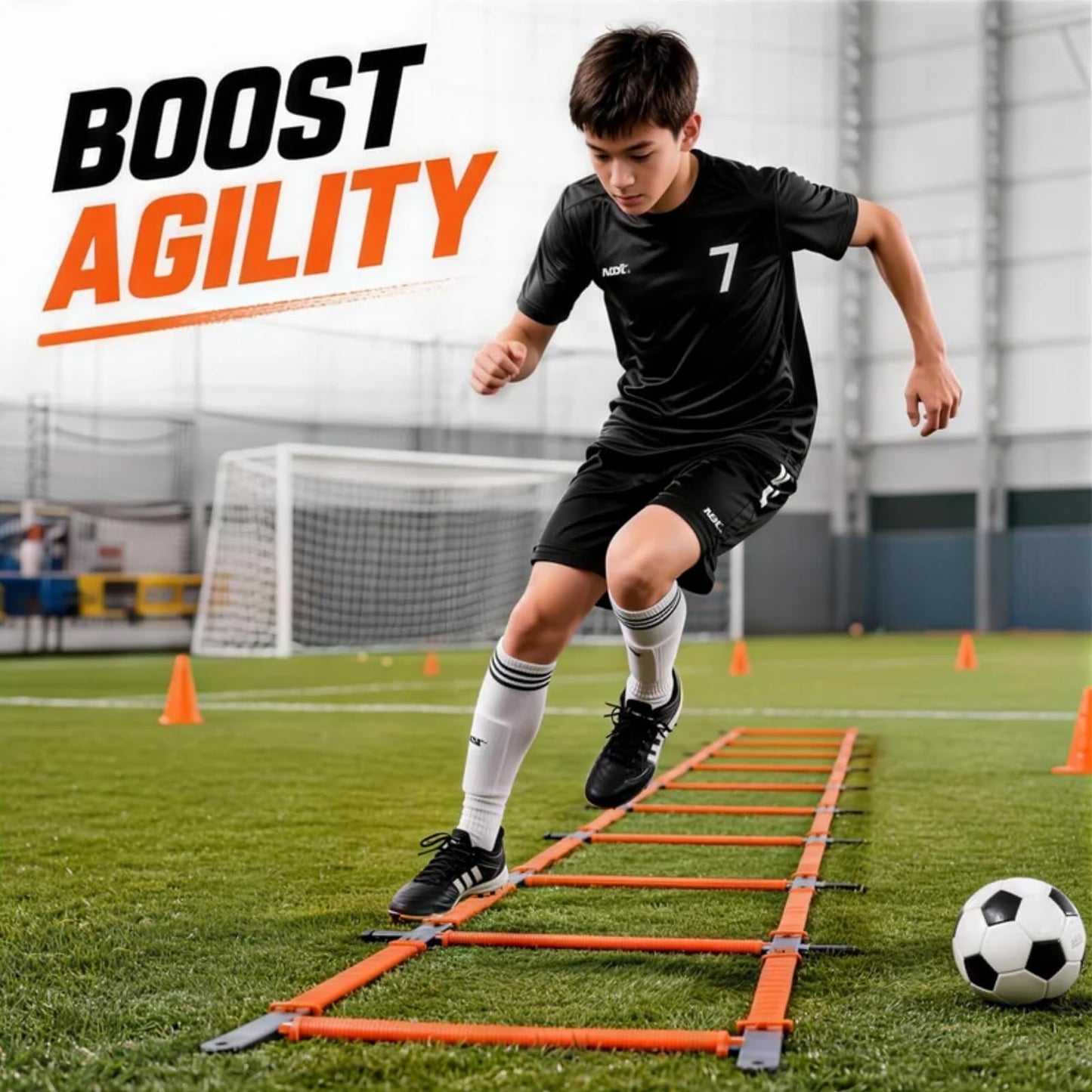 UULENNYM Speed Ladder, Agility Ladder Speed Training Equipment, 2-in-1 Adjustable Hurdle Ladder for Soccer, Rugby, Fitness, Footwork and Agility Training