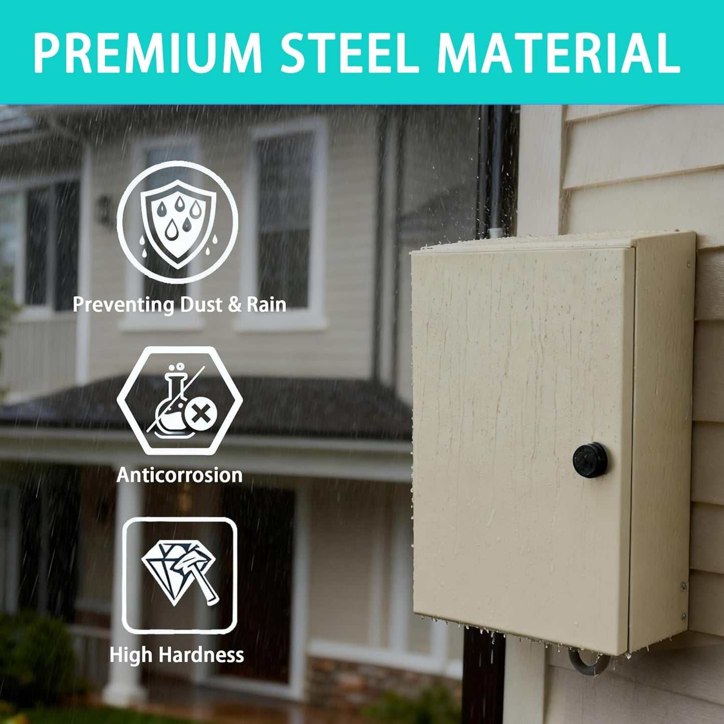 YongChen Steel Electrical Enclosure, 24x24x12 inch IP66 Waterproof & Dustproof Metal Box, 1.5mm Carbon Steel Junction Box for Indoor Outdoor Wall Mounted