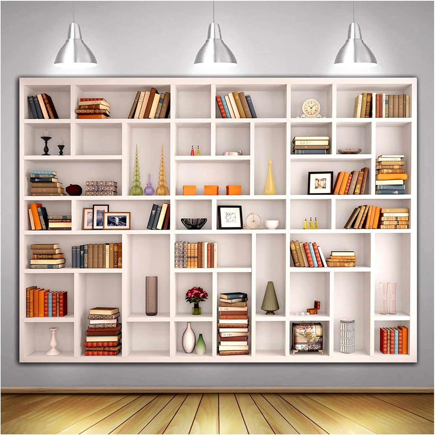 CGXINS (8X6 White Bookshelf Office Backdrop Photo Backdrop Video Conference Zoom Backdrop Home Office Decoration Banner
