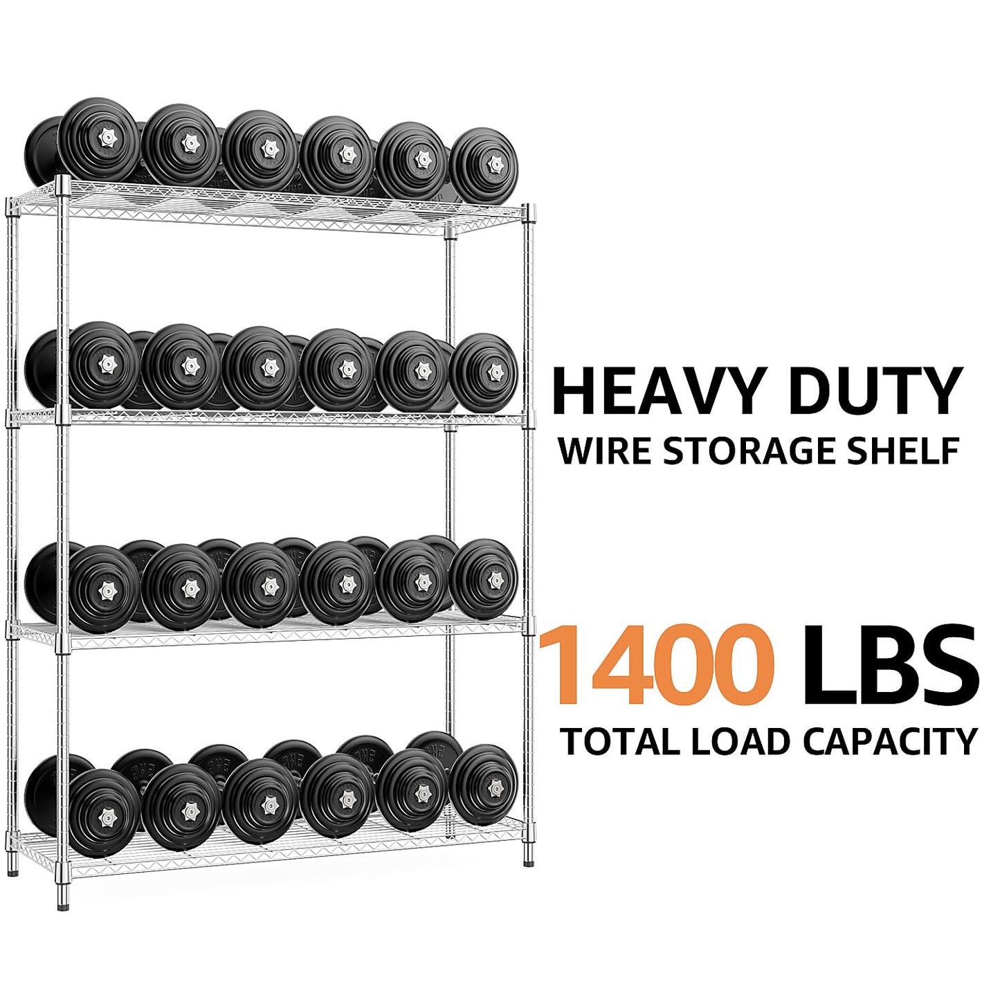 M MZG 5-Shelf Storage Shelves,Wire Shelving Heavy Duty Metal Storage Shelving Unit Adjustable Garage Shelving Rack Pantry Kitchen (Chrome, 4 Tier,15.8" D x 45.3" W x 59.4" H)