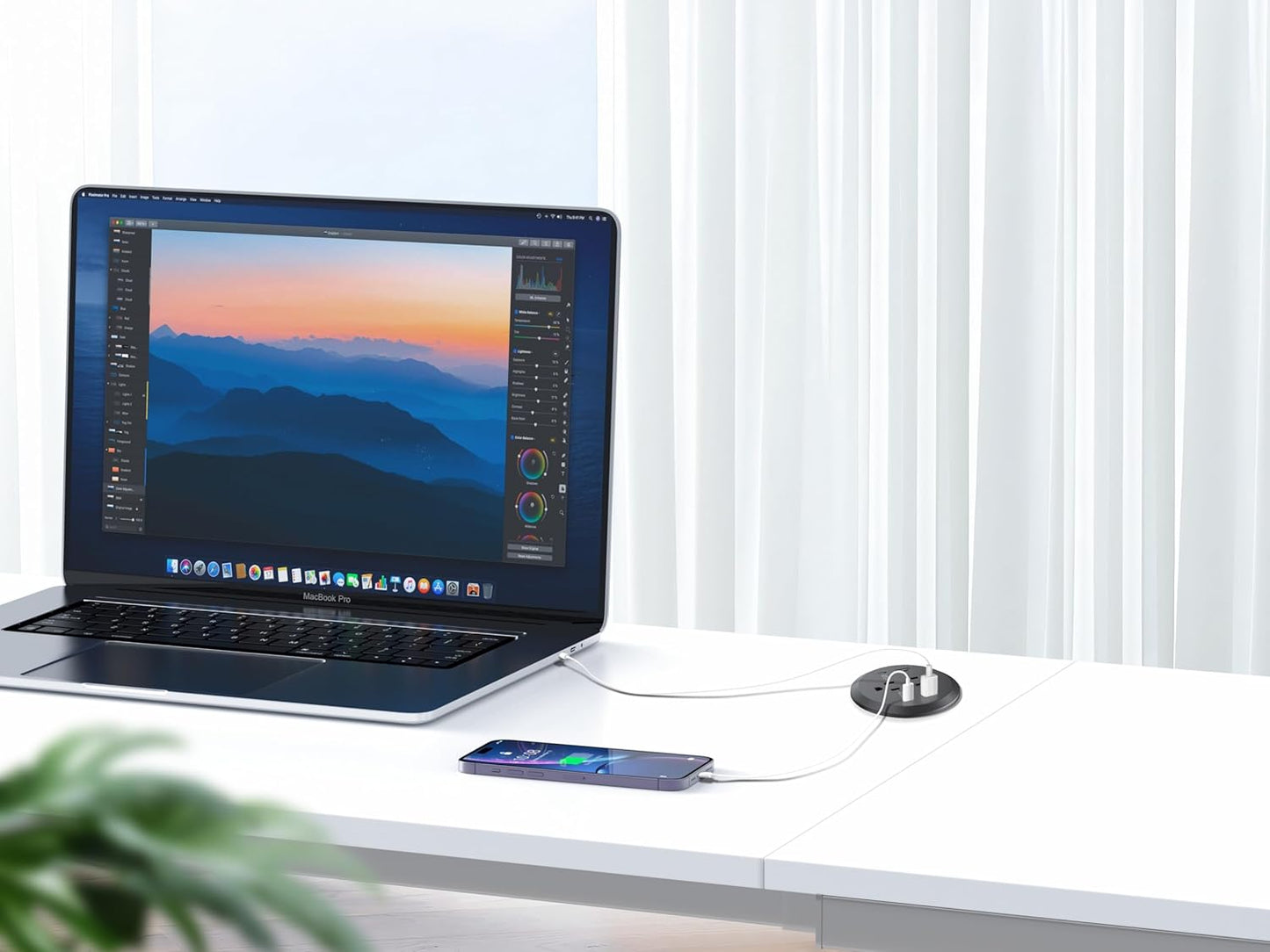 Jgstkcity Grommet 3-inch Hole,40W 2 20W 2 Outlets,4 Desk,6ft Desktop Power Total Fast Charging Station, PD USB C