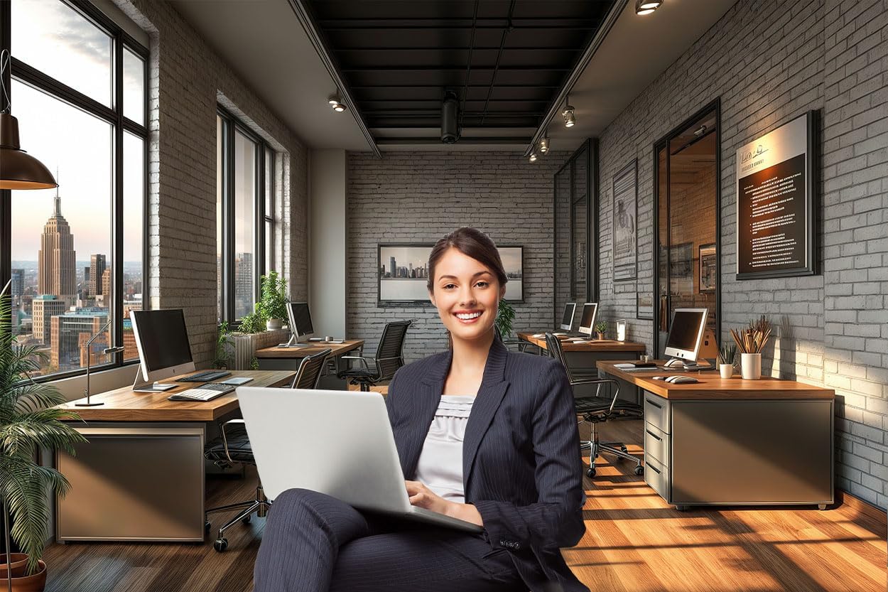 DZLGC 7X5FT Modern Office Backdrop for Video Conference, Home Business Office Meeting Decorations Interior Brick Wall