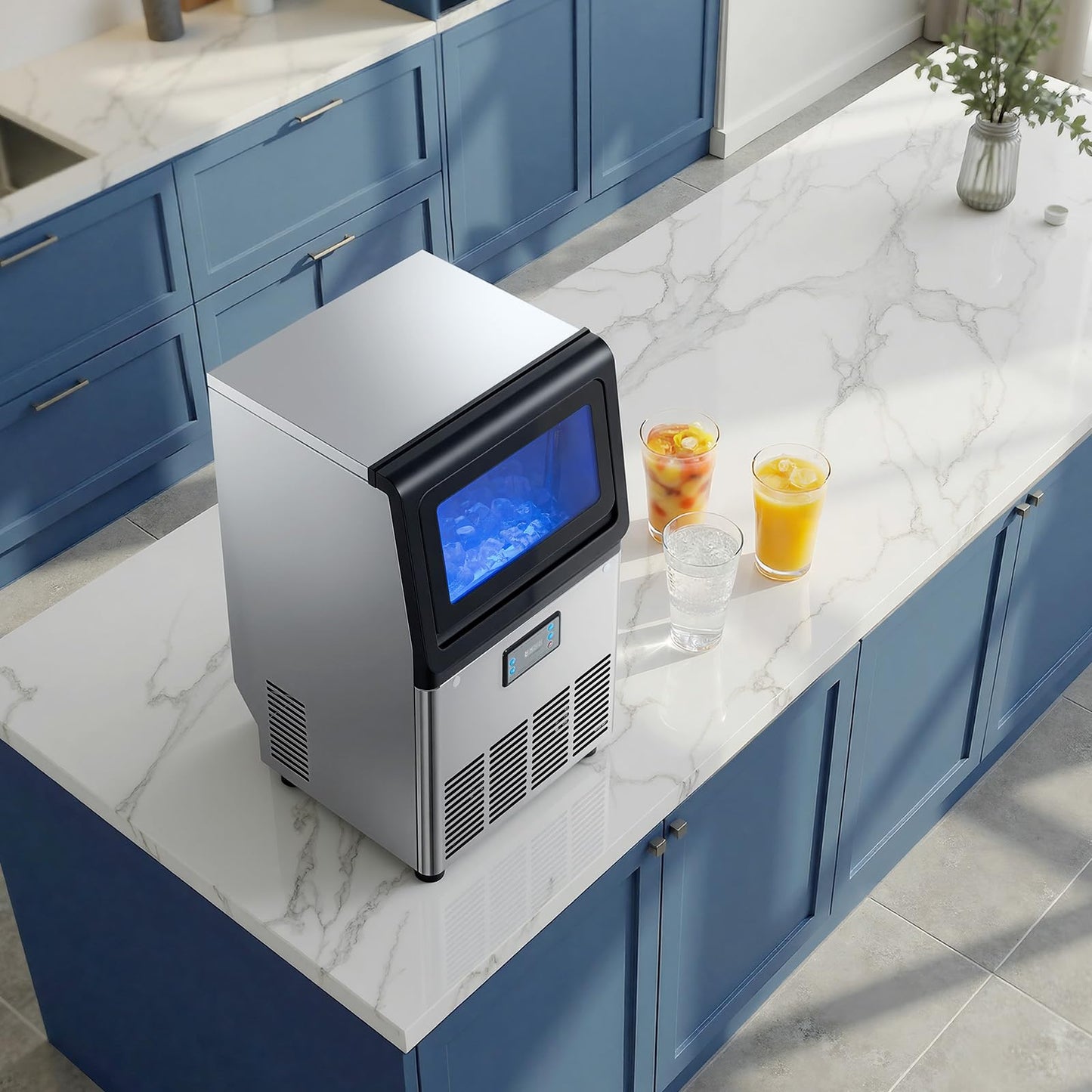 VEVOR Commercial Ice Maker Machine, 80 lbs/24h with 13 lbs Storage Capacity, Countertop/Freestanding/Under Counter, Stainless Steel Ice Maker with LED Display & Self-Cleaning, for Home Bar Restaurant