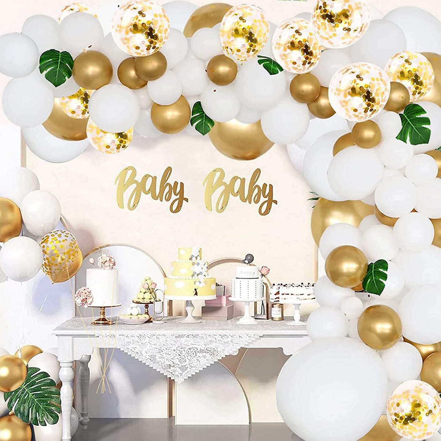 RUBFAC 129pcs White & Purple Balloons - Various Sizes for Garland & Arch | Perfect for Parties & Celebrations
