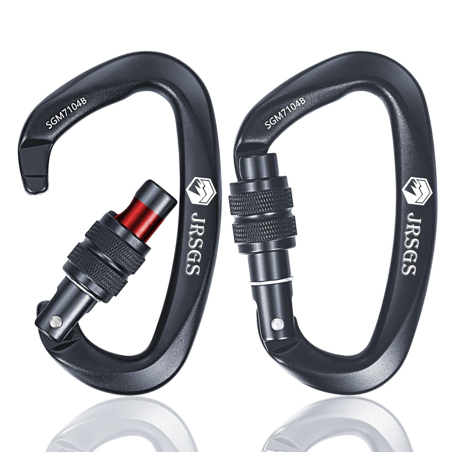 JRSGS 25KN Locking Climbing Carabiner Clips, UlAA Certified Rock Climbing Carabiner,Heavy Duty Carabiners Equipment,Large Size Carabiner for Climbing, Rappelling,Hunting and Rescue