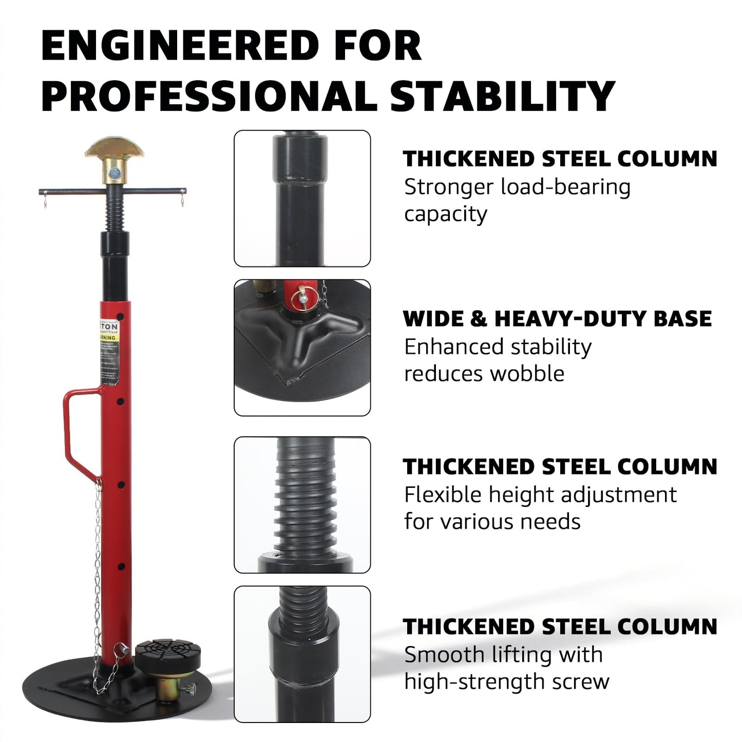 BESTOOL 1.5-Ton (3000Ibs) Underhoist Support Stand with Handle, Adjustable Height 30.7'' to 70.8'', Multi-Functional Topped Adapter, Easy Switching, Supporting Vehicle Components（US Patented）