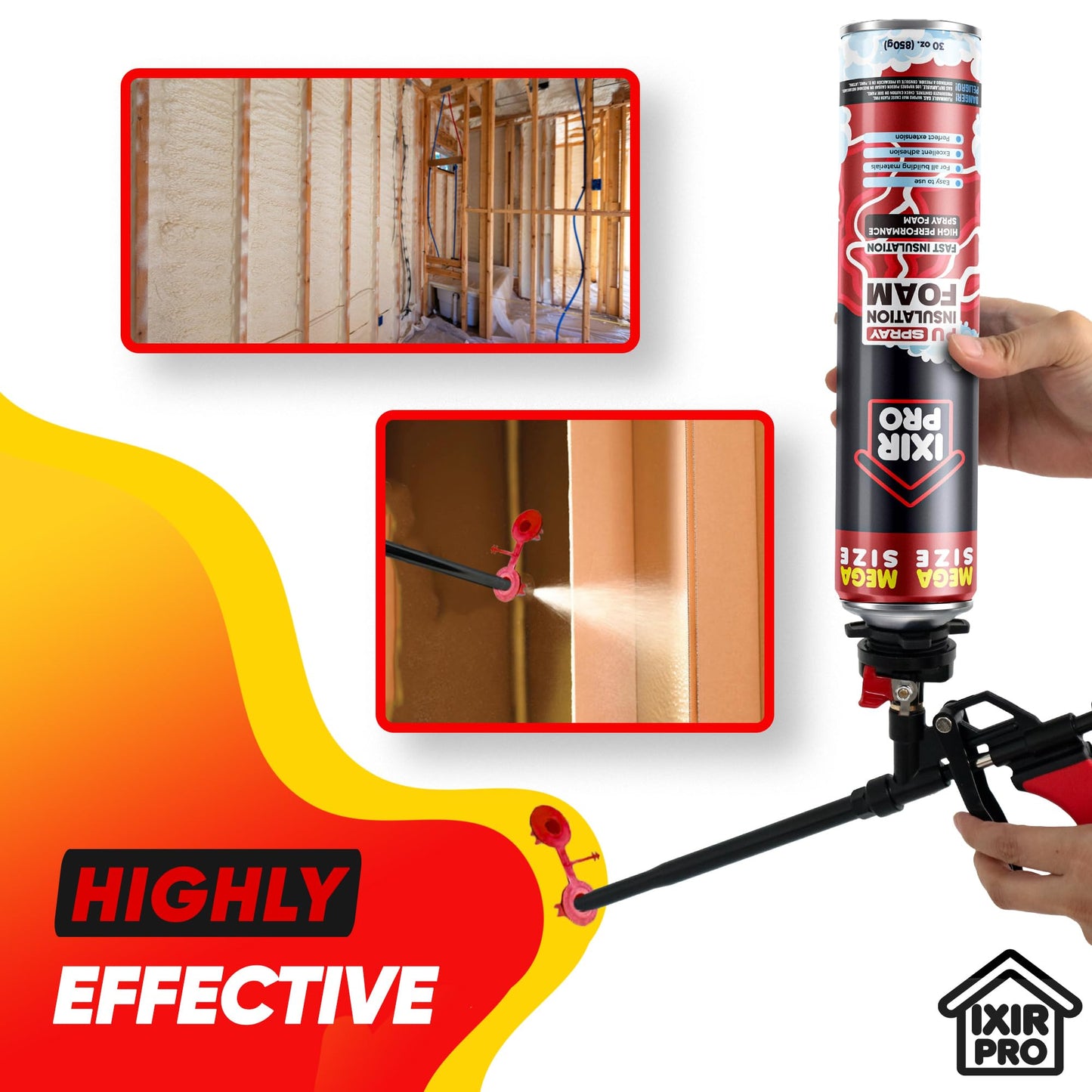 Spray Foam Insulation Can (18 x 30 oz) Expanding Sealant, Mega Size Closed Cell Spray Foam Insulation, High Density, Walls Ceiling Windows Doors