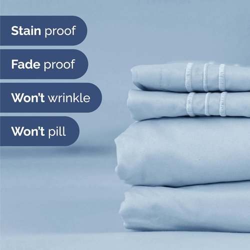 Comfy Twin Size 3-Piece Sheet Set by [Brand Name] - Breathable & Cooling Hotel Luxury Bedding - Ultra-Soft, Deep Pockets, Wrinkle-Free - Oeko-Tex Certified, Sky Blue