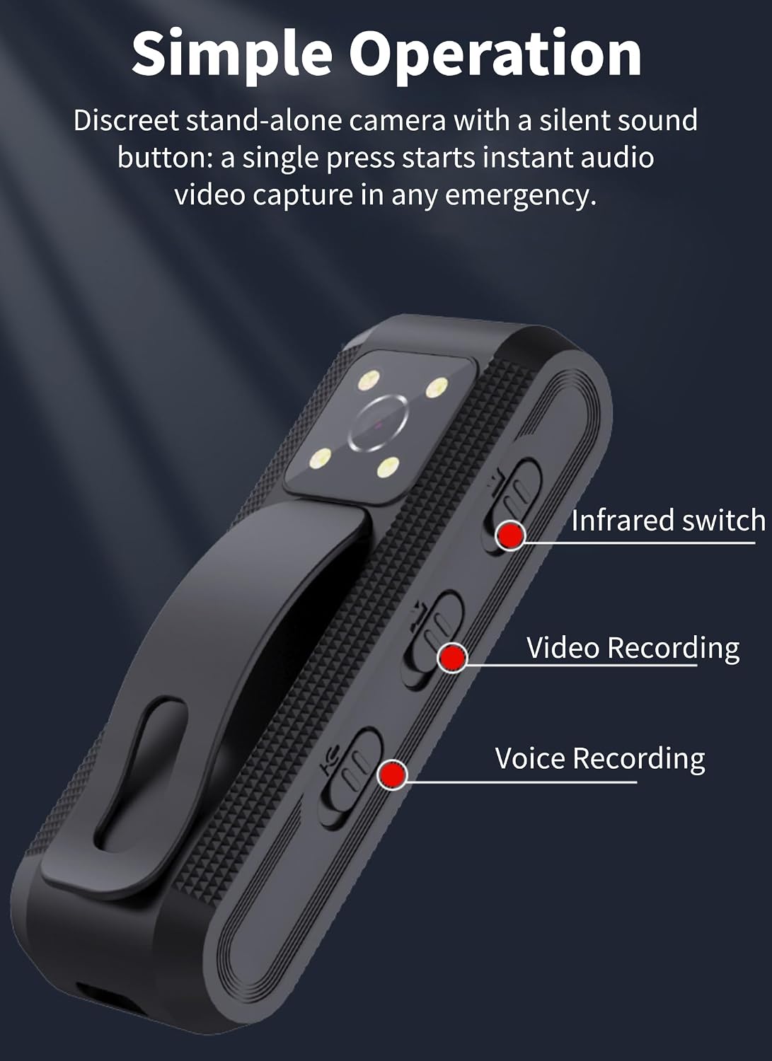 Diyeeni 1080P Body Camera with Audio and Video Recording, HD Body Cam with Auto Night Vision, Motion Detection