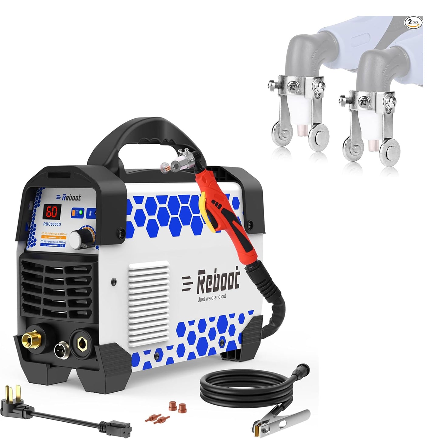 Reboot 60A Plasma Cutter Dual Voltage 120V/240V with Reboot 2PCS PT-31 Roller Guide Wheel Spacer Circle Compass Stand Off
