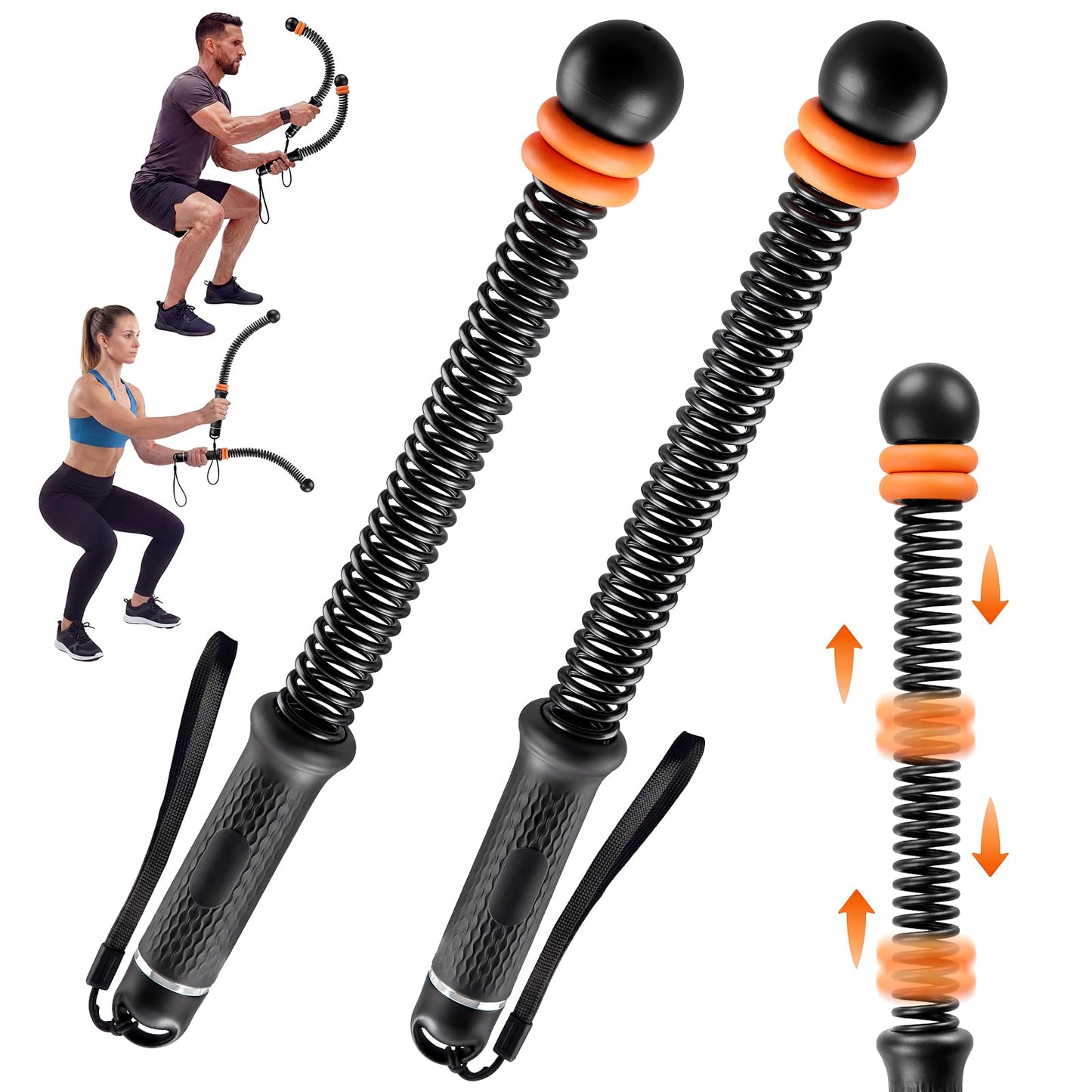 Adjustable Ropeless Battle Ropes for Home Gym-Cordless Training Rope Fitness Equipment for Men & Women,Portable Arm Exerciser Rope for Strength Building, HIIT and Low-Impact Aerobic Training (Black)