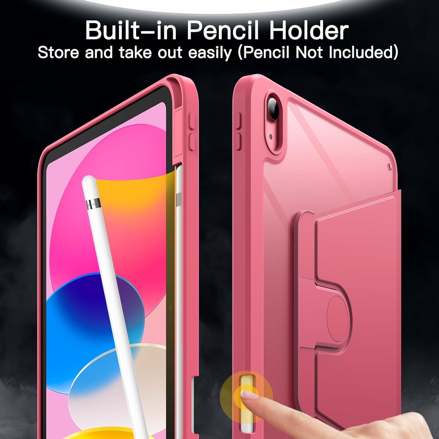 JETech (A16) 11th/10th (2025/2022) 360 Rotating Case for iPad Generation with Pencil Holder, Degree Rotation Protective