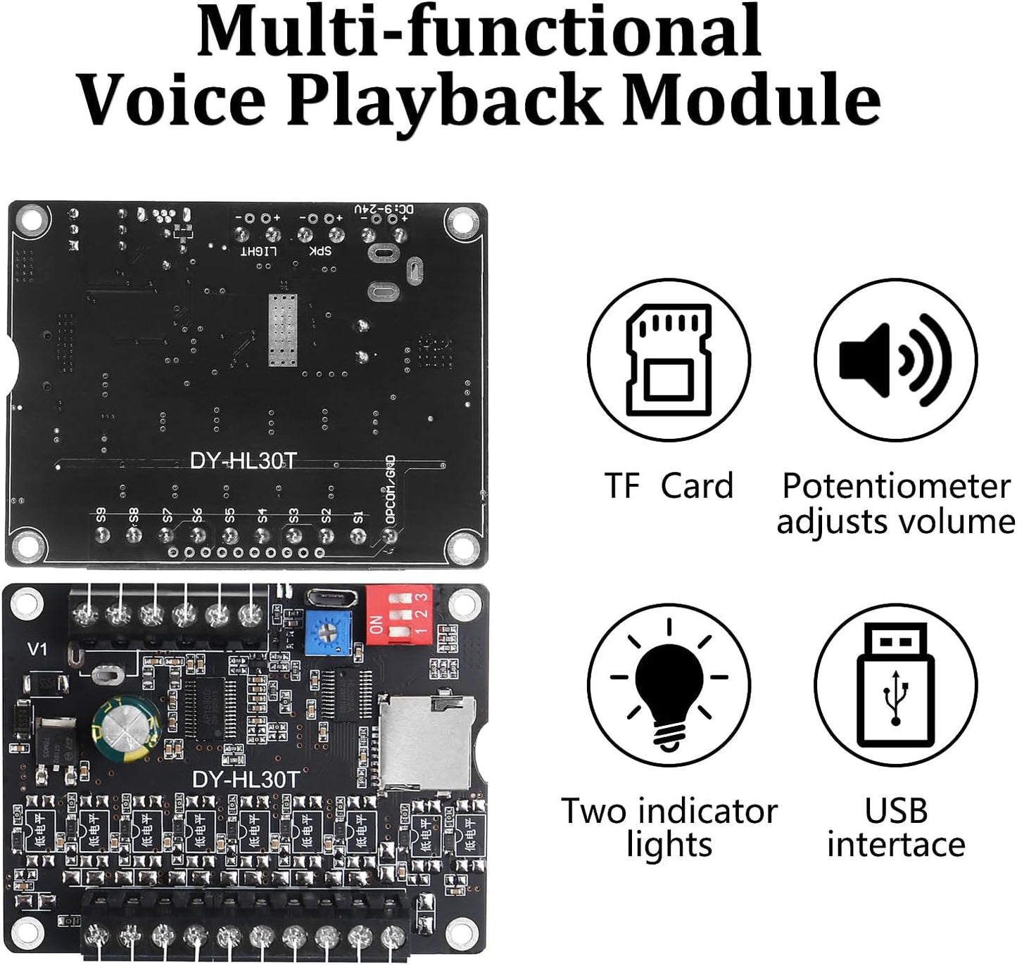 AITIAO 30W MP3 9-24V 9 8 32G Voice Playback Module Music Player DC Voice Broadcast Device Trigger Interfaces I/O