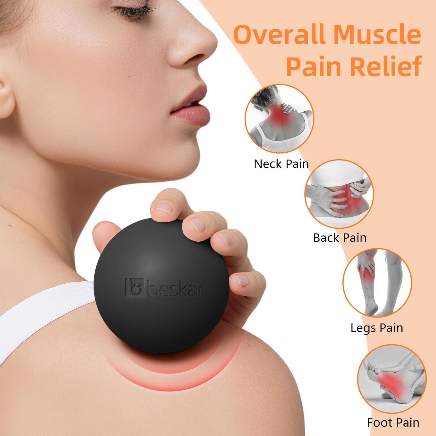 Massage Lacrosse Balls for Myofascial Release, Trigger Point Therapy and Yoga Therapy, Foot Massage Ball to Relieve Plantar Fasciitis Black