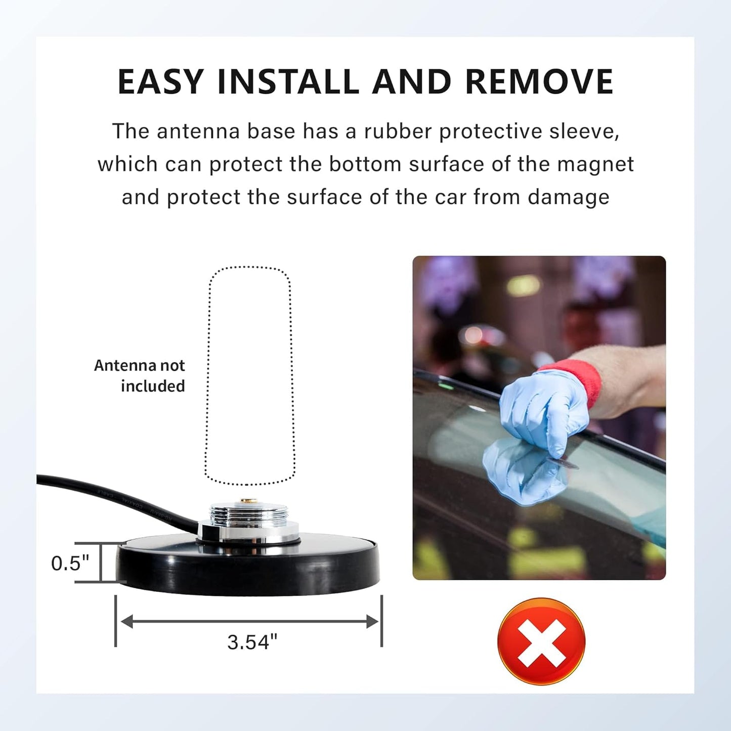 Anina 16.4 RG58 PL-259 NMO Antenna Magnetic Base Mount FT Coaxial Cable Plug with NMO Antenna Mounting Cap for CB Ham
