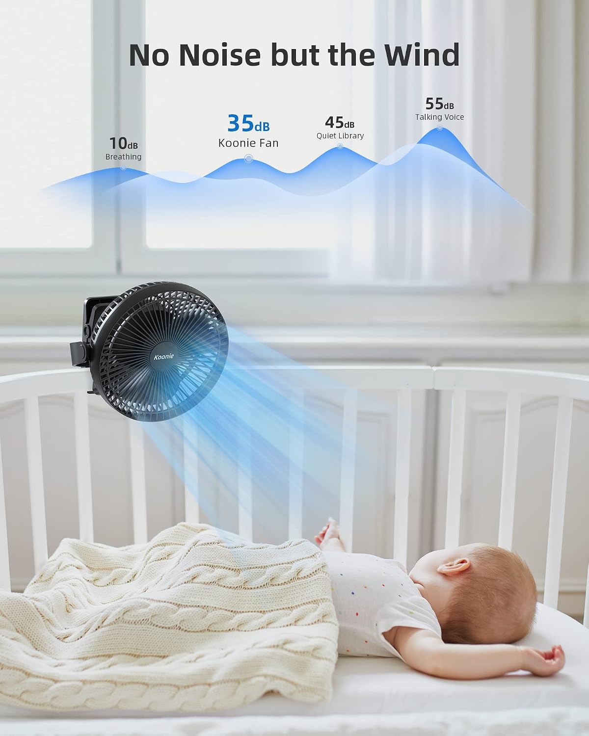 10000mAh 8-Inch 4 Koonie Clip on Fan Rechargeable, Battery Operated Desk Fan, USB Fan, Speeds, Strong Airflow, Sturdy
