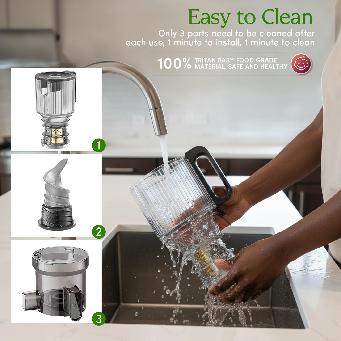 Anybear Cold Press Juicer with 4.9" Large Feed Chute, 350W Masticating Juicer Machines with Dual Slow-Squeezing Technology for Whole Fruits & Veggies with High Yield | BPA-Free Tritan(Dark Grey)