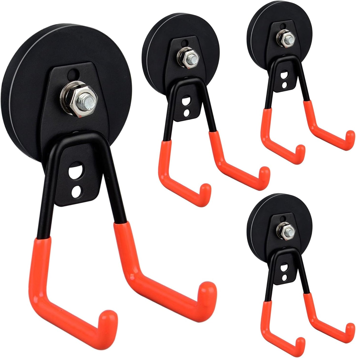 ULIBERMAGNET Heavy Duty Magnetic Garage Hooks - 4 Pack Strong Hooks for Tools & Storage (Orange)