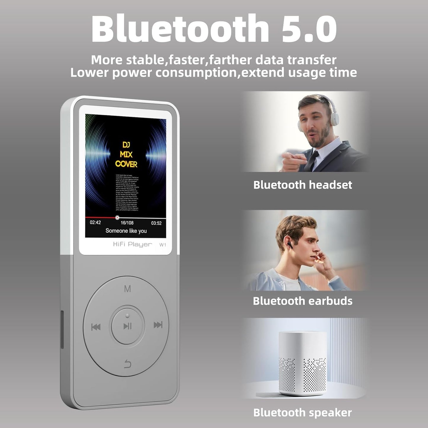 Tengsen Mp3 Play,1.8" Mp3 32GB) Player with Bluetooth,Music Player,Fm Radio,Video,Recording,Photo View,E-Book,HiFi