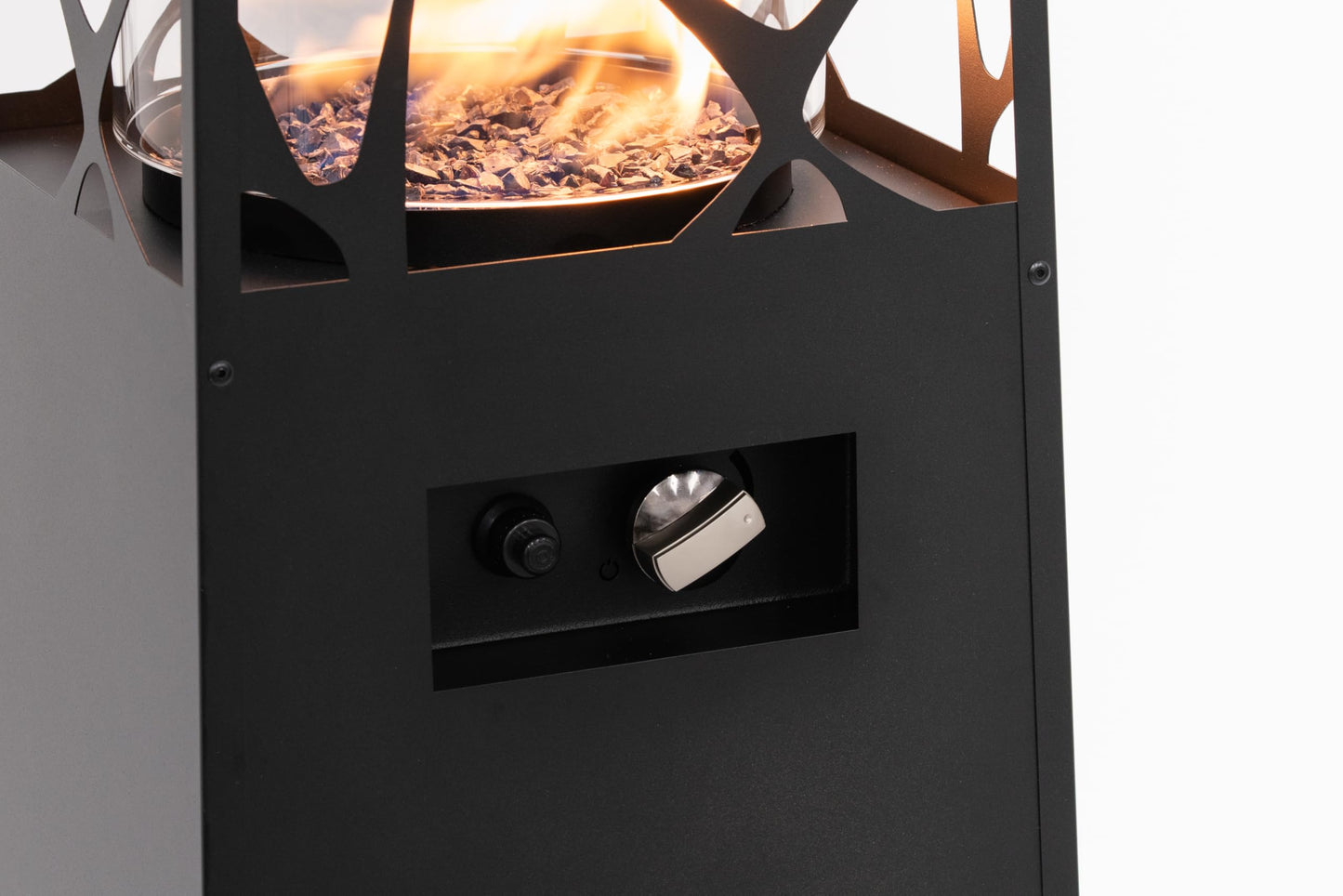 Planika - Pyramid, Modern Patio Heater, Outdoor Fireplace, Garden with cover (Black)