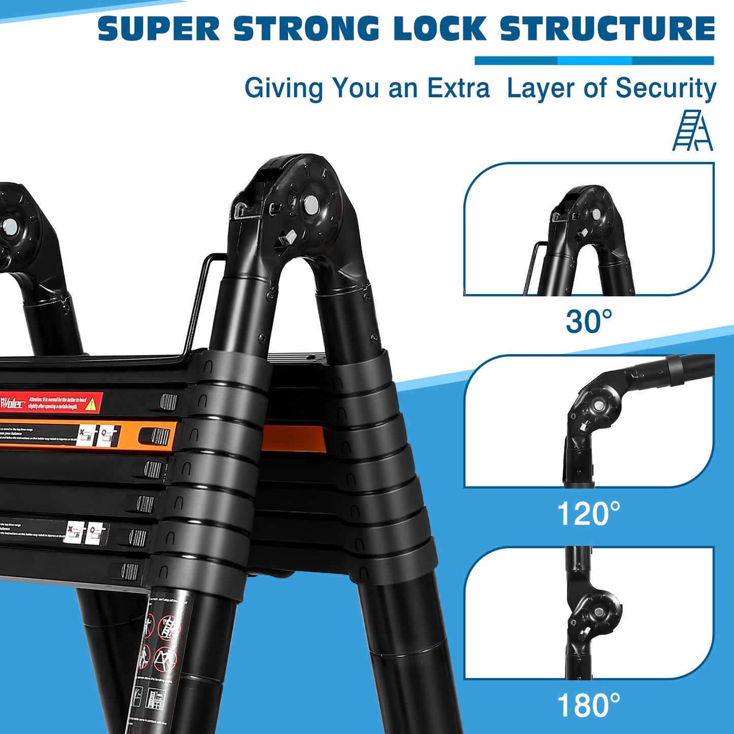 Wolec 16.5 FT A Frame Telescoping Ladder, Adjustable Multi-Purpose Collapsible Extension w/Balance Bar & Wheels, Heavy Duty 330 lbs Max Capacity, Ideal for Home and Outdoor Work, Black