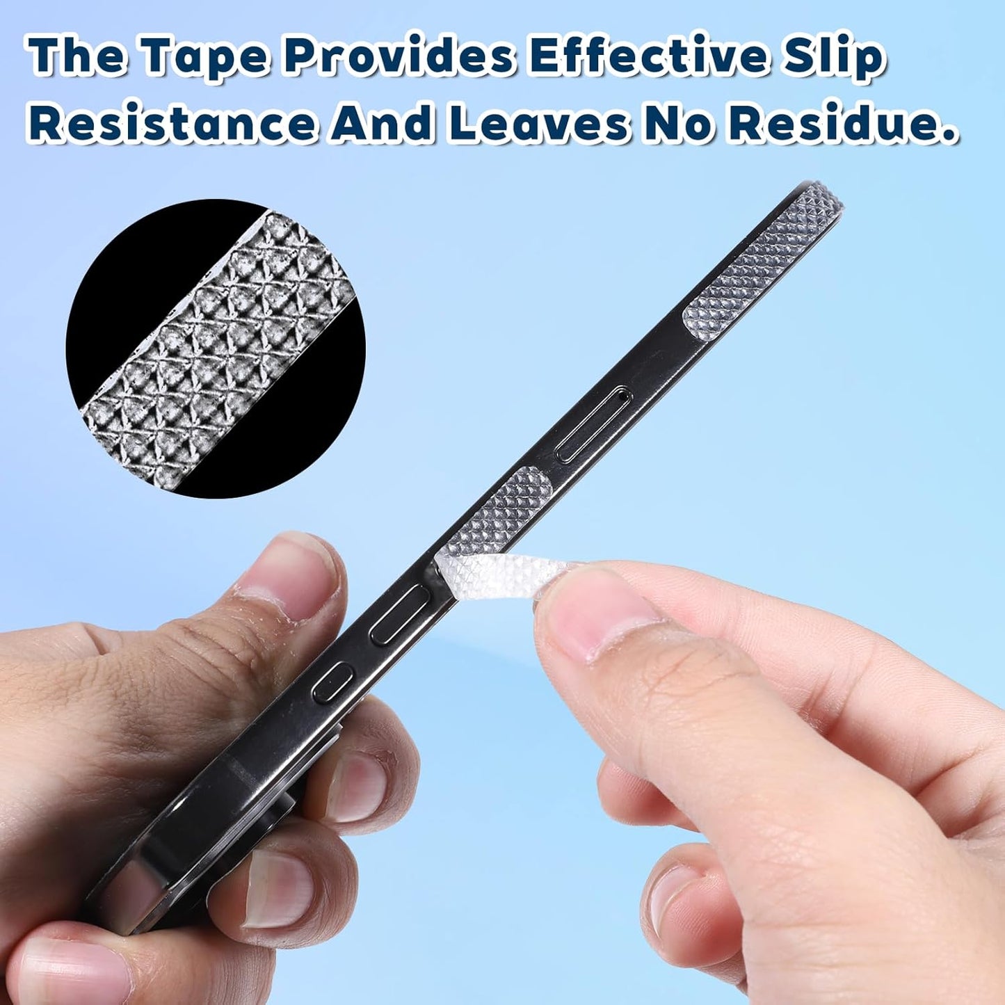 Ajcotahm 20 PCS Cell Phone Grip Tape, Non Slip Side Sticker Adhesive Grippy Bumper Frame Stickers Rubber Stickers