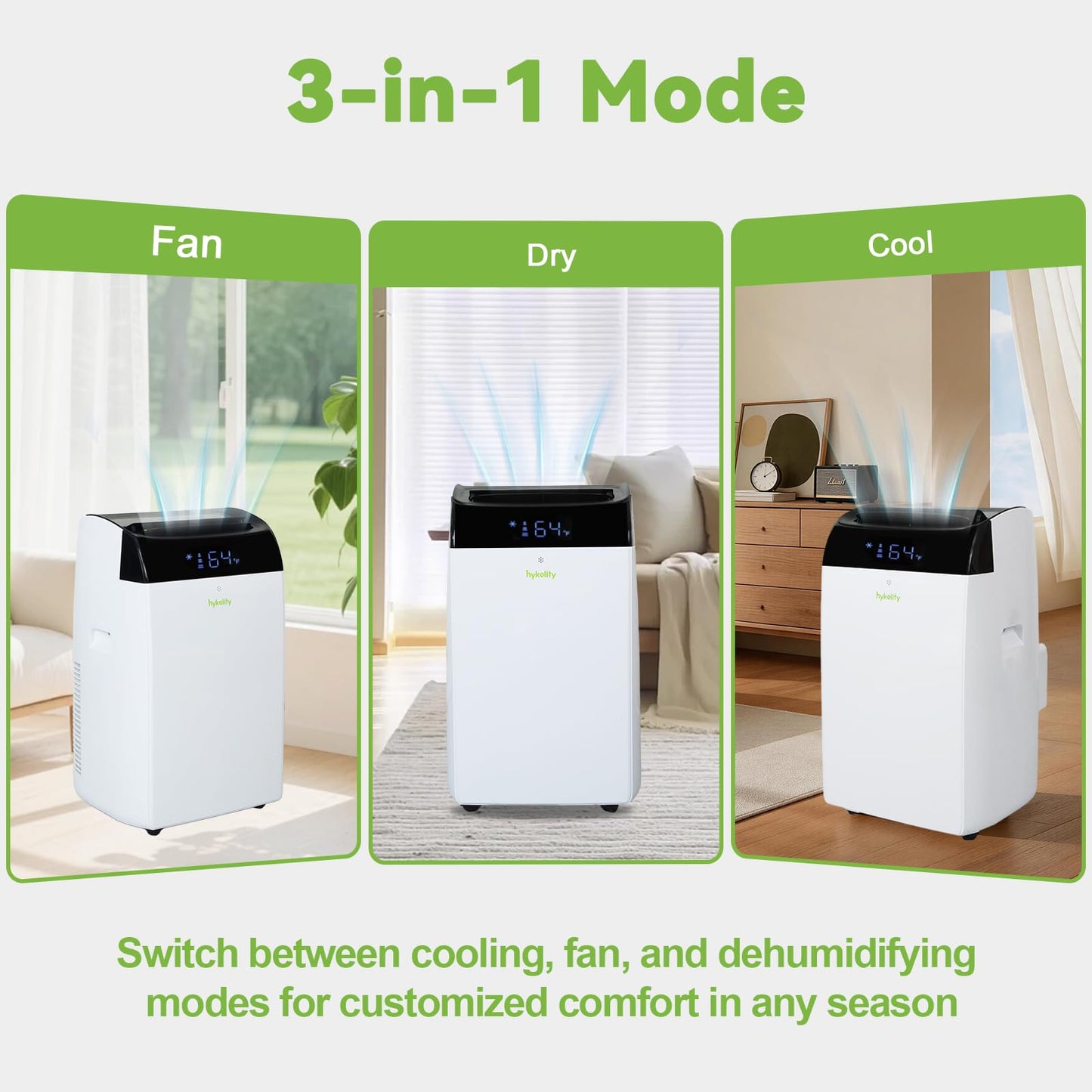 Hykolity WiFi Enabled Portable Air Conditioners 14,000 BTU, Cools Rooms Up To 700 Sq.Ft, 42dB Dual Motor 5 in 1 Quiet Smart AC Unit with Cool, Fan, Dehumidifier, 24H Timer & Sleep Mode