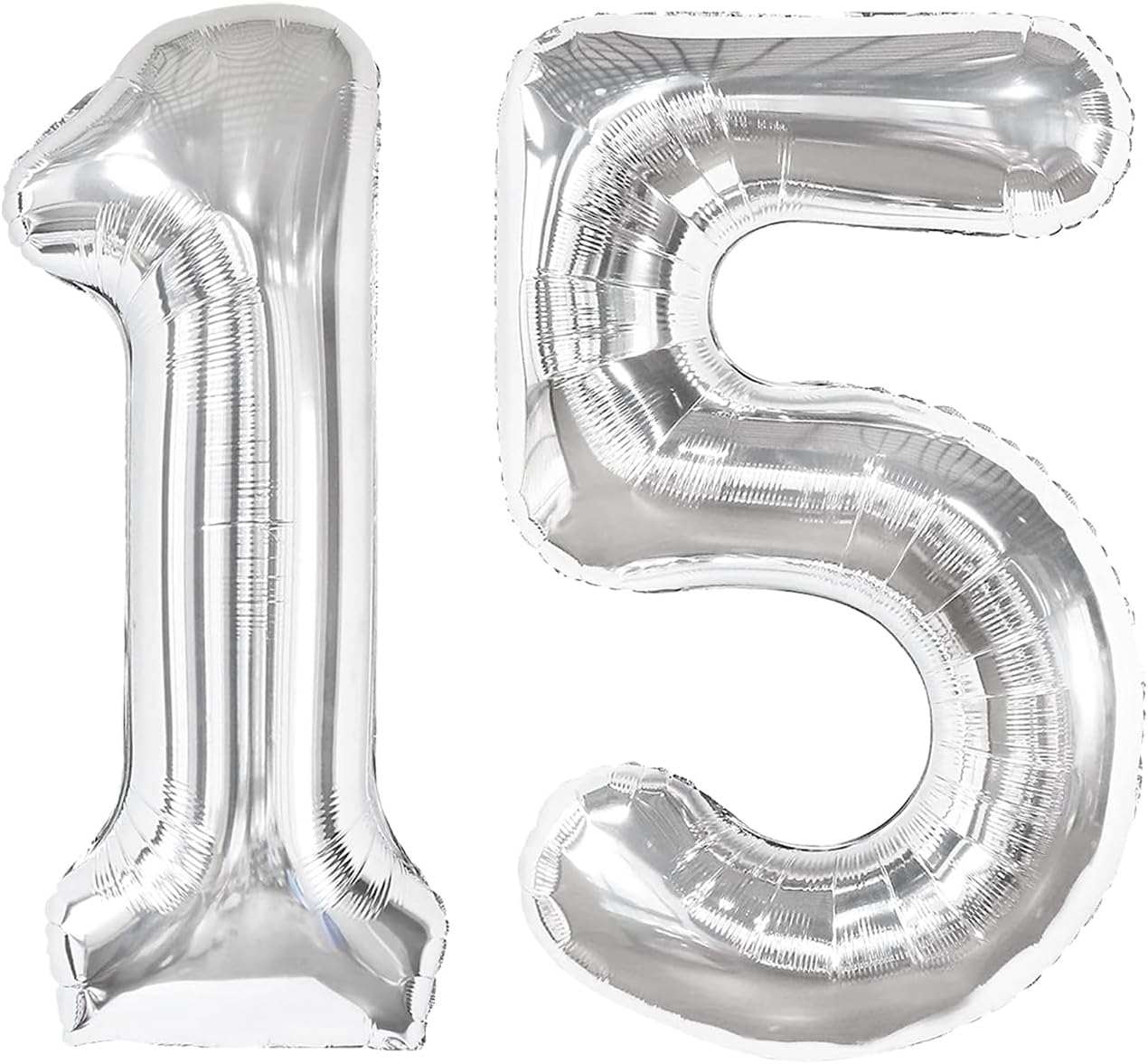 Number 15 Balloon by Silver | 40-Inch Silver Birthday Decoration for 15th Birthday Party