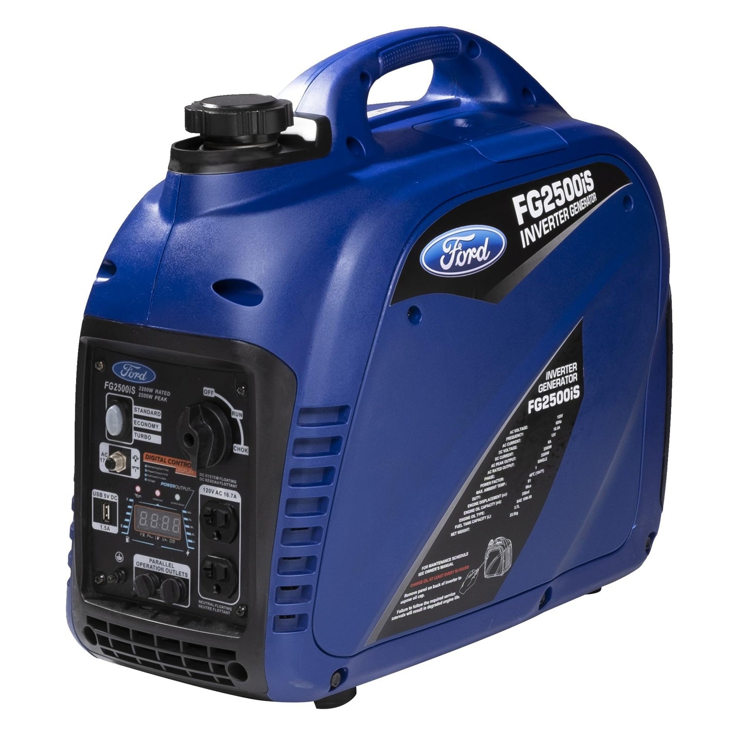 Ford 2500 Watt Gas Inverter Generator, Small Portable & Quiet, Home Use, Camping, Outdoor, CARB Compliant, Parallel Capability, Built Ford Tough, Generadores De Gasolina Silencioso, FG2500IS