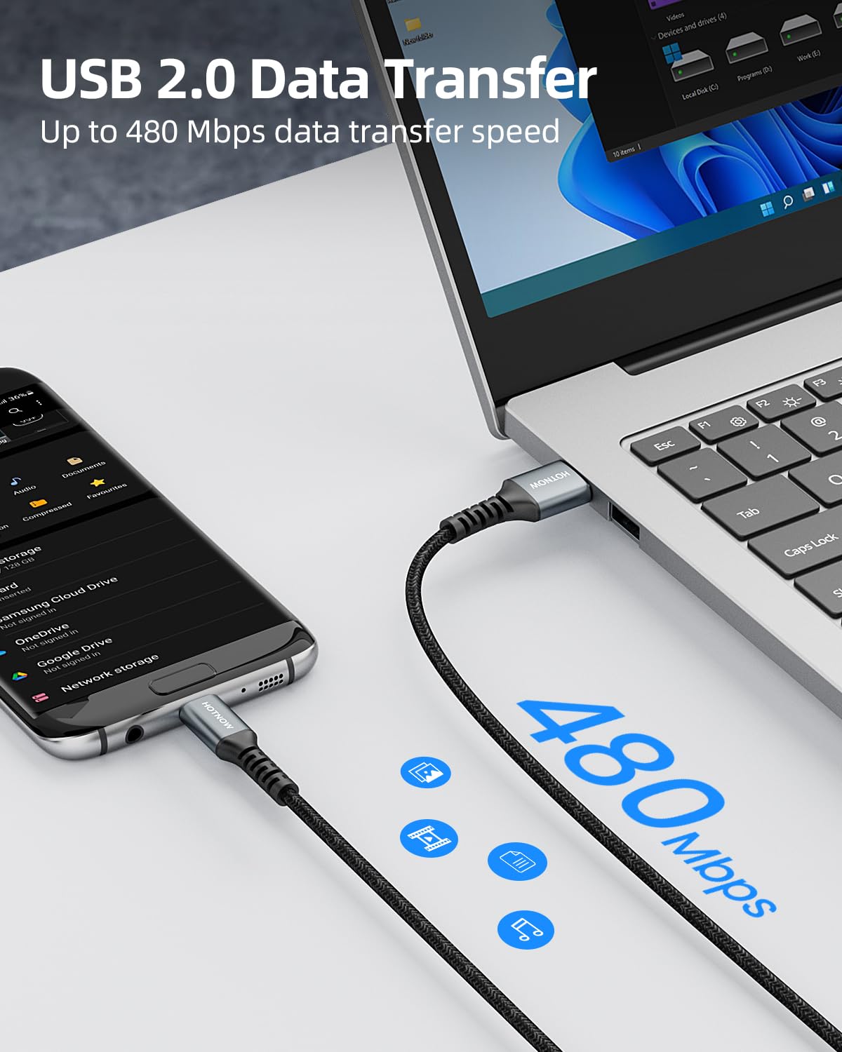 0.5FT [3Pack], 6 inch USB2.0 5V3A S7 S6 S7 S5,Note 5,PS4,Power Short Micro USB Cable High Speed Android Charger Cable