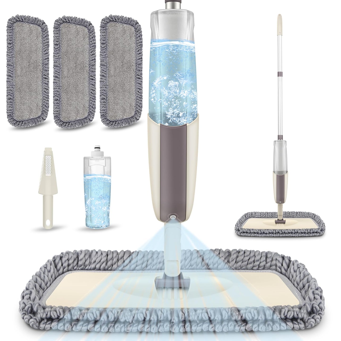 Spray Wet Mops for Hardwood Floor Cleaning - MEXERRIS Microfiber Dust Mop with Spray 3X Reusable Washable Pads - Hard Wood Floor Mops Commercial Home Mop for Laminate Wood Tiles Hardwood Vinyl