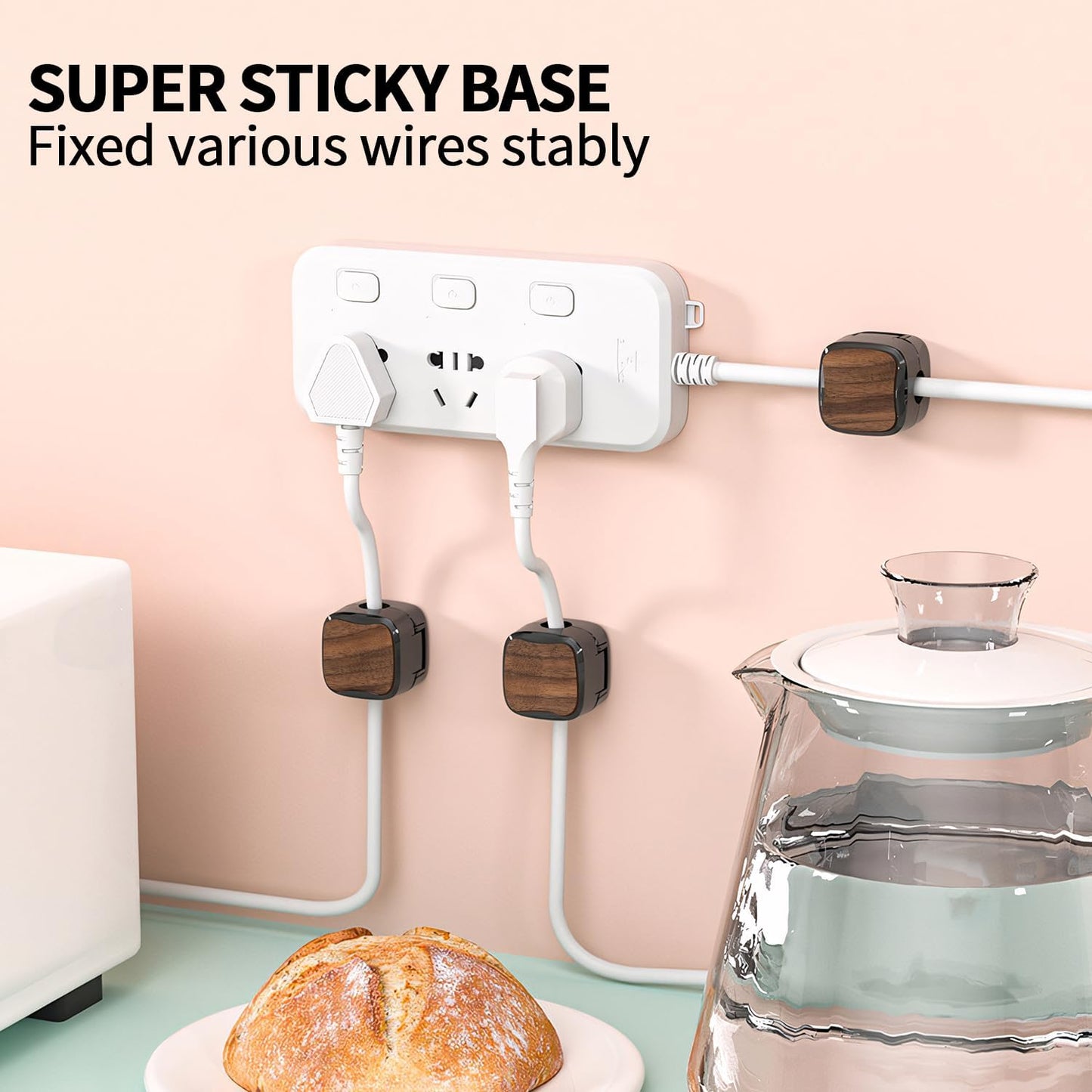 LUCKY BEAN 8 Pack Magnetic Cable Clips Cord Holder, Under Desk Cable Management, Adhesive Wire Holder Keeper Organizer