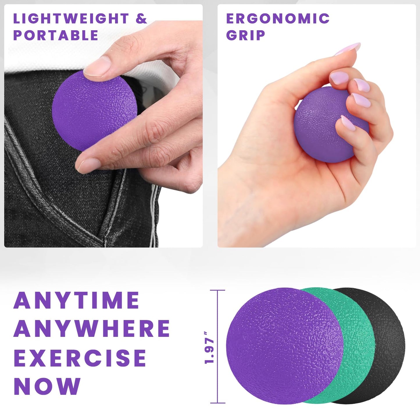 Ortarco 3 Pack Stress Balls for Adults, Hand Strengthening Devices Exercise Balls Physical Therapy Ball, Squeeze Balls for Hand Therapy, Hand Exerciser for Hand Finger Forearm Wrist Training and Relax